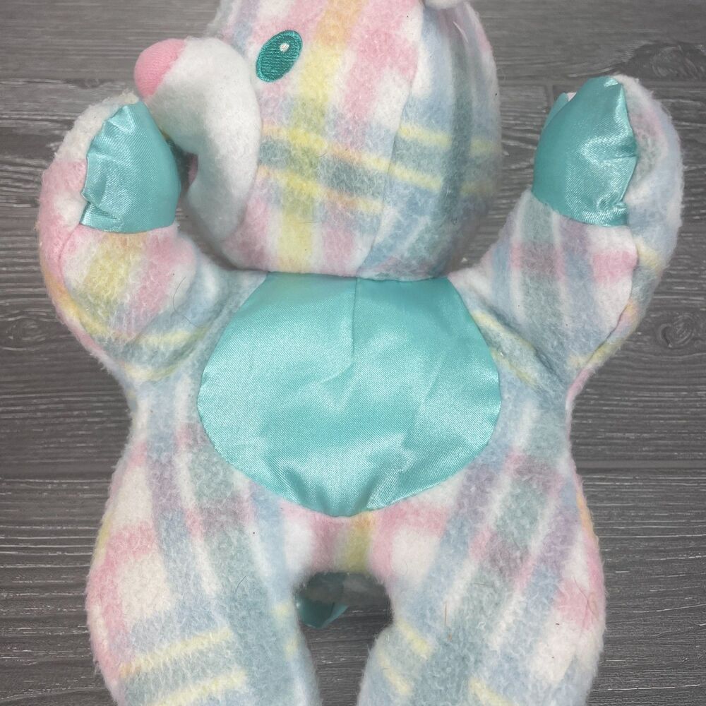 Vintage 1996 Hasbro Playskool Snuzzles Bear Plaid Pastel Vibrating Baby Plush - Picture 7 of 12